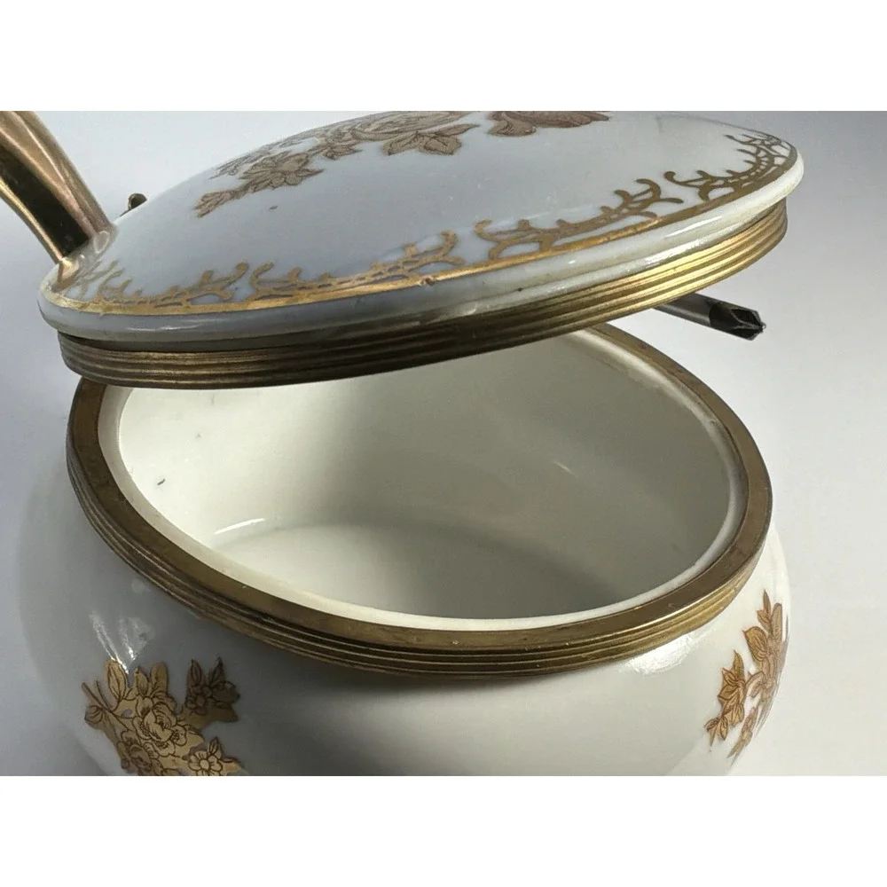 Vintage Andrea by Sadek 1960's Gold & White Porcelain Silent Butler‎ Floral